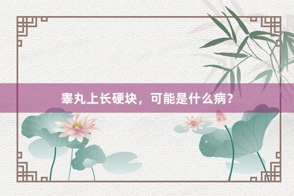 睾丸上长硬块，可能是什么病？